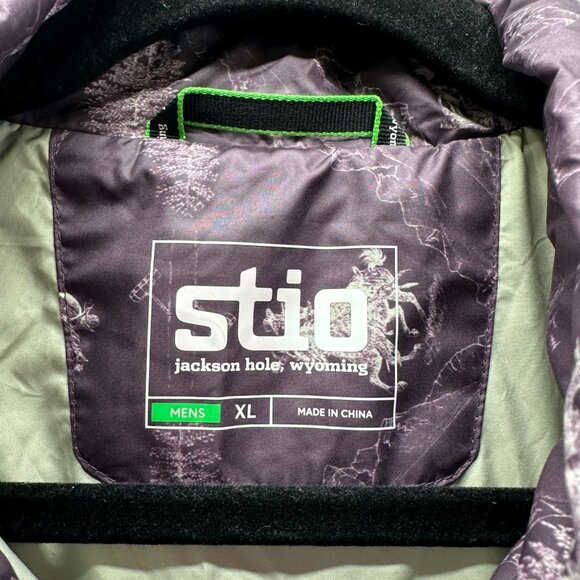Stio Skycrest Insulated Snap Shirt Jacket Mens XL Cork Supply Quilt Print Purple - Picture 12 of 13